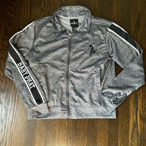 Baby Phat Womens 1X Gray Zip-Up With Logo & Pockets Y2K Lightweight